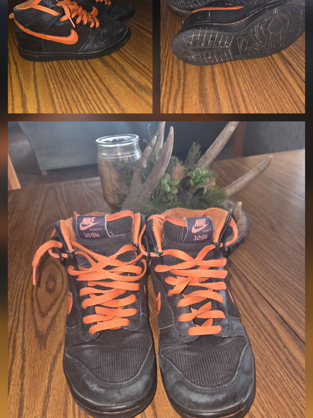 Nike Kids Black and Orange Mid-Top Sneakers